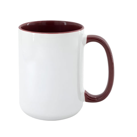 15oz Durham Mug - Inner & Handle Coloured - Maroon