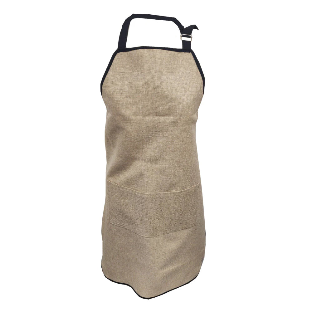 Adult Full Length Apron - Faux Burlap & Black Border