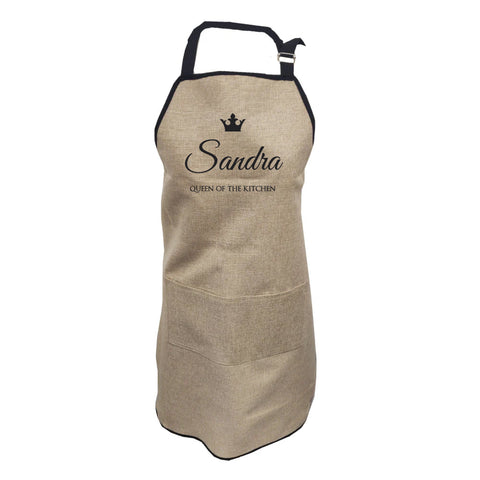 Adult Full Length Apron - Faux Burlap & Black Border