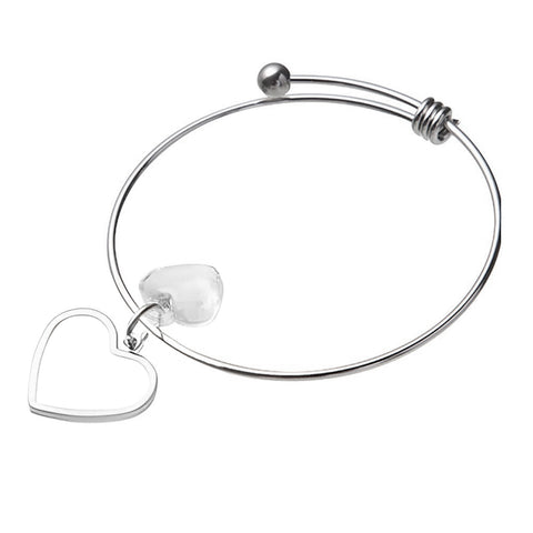 Adjustable Bracelet with Heart Charm - Coiled