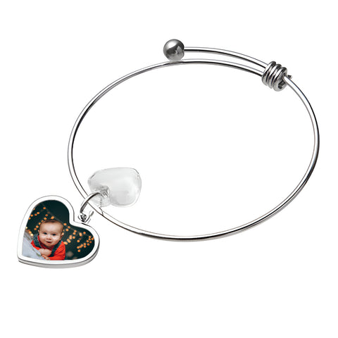 Adjustable Bracelet with Heart Charm - Coiled