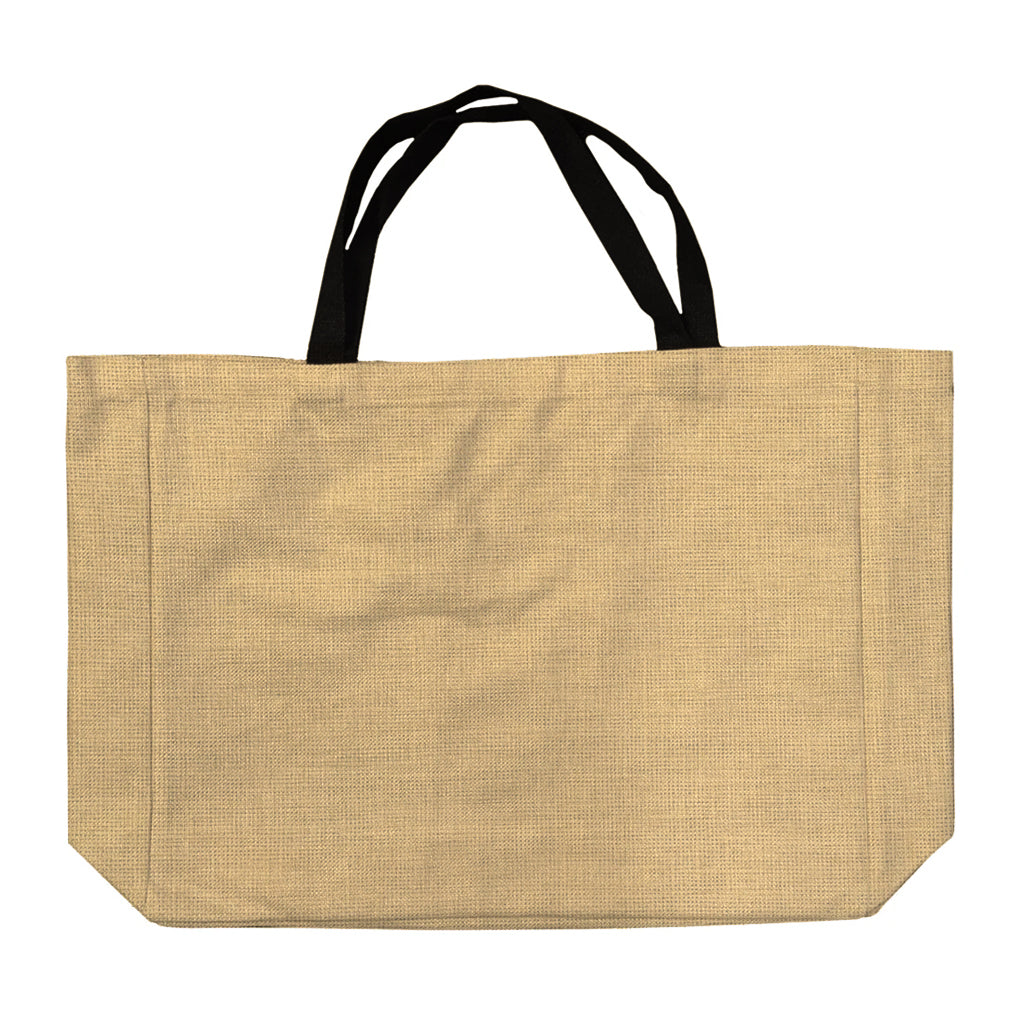 Burlap Shopping Bag with Black Handles - 38cm x 48cm