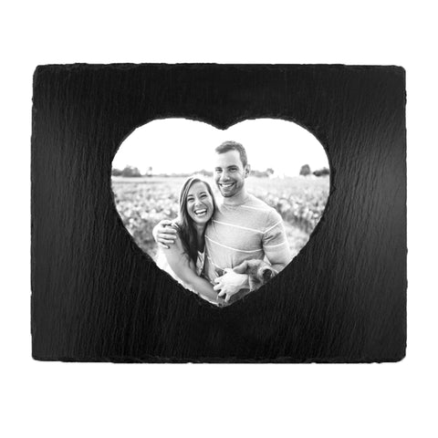 Black Slate - Engravable - Picture Frame with Inner Heart