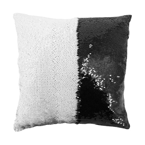 Reversible Sequin Square Cushion Cover - Black