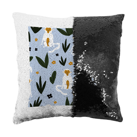 Reversible Sequin Square Cushion Cover - Black