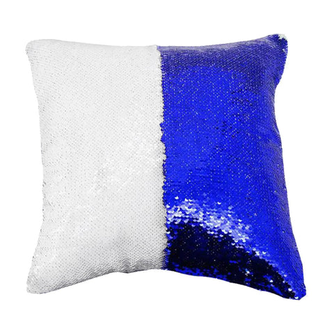 Reversible Sequin Square Cushion Cover - Blue