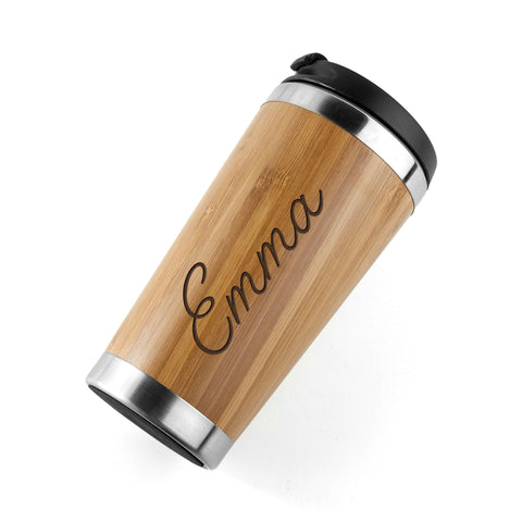 Engraved Bamboo Travel Mug