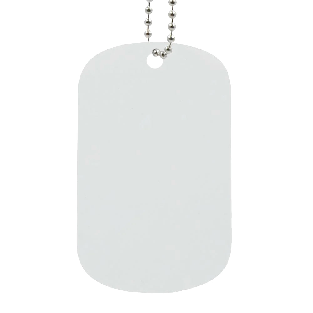 Print On Demand Double Sided Stainless Steel Dog Tag White