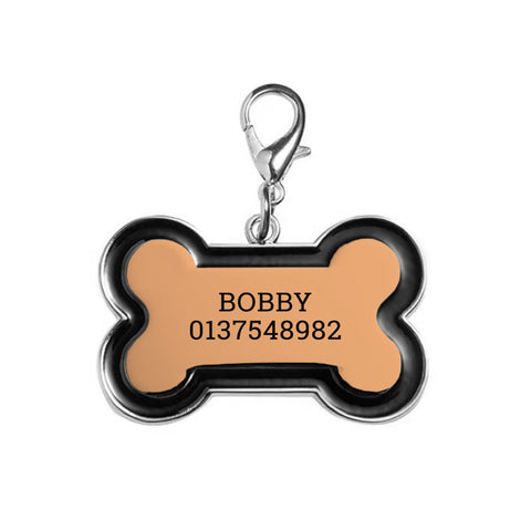 Bone Shaped Dog Tag with Black Edge