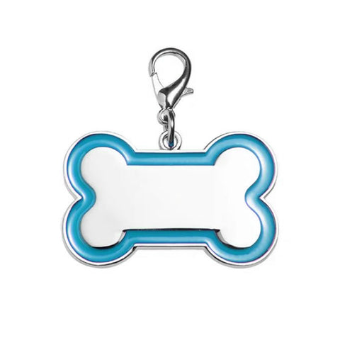 Bone Shaped Dog Tag with Blue Edge