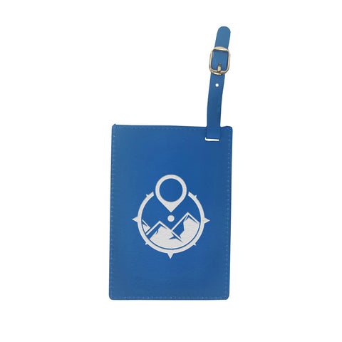 Engravable Leather Luggage Tag - Blue