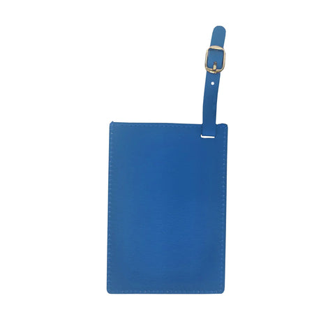 Engravable Leather Luggage Tag - Blue