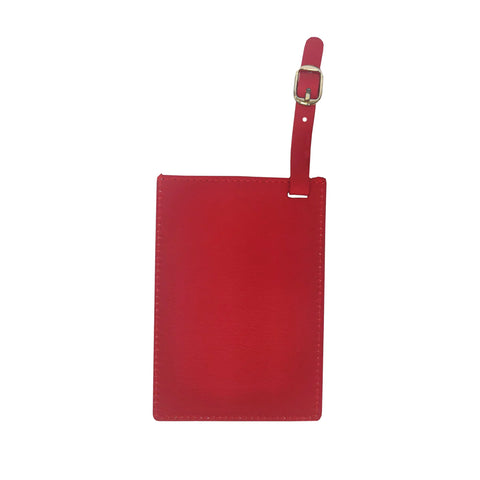 Engravable Leather Luggage Tag - Red