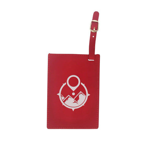 Engravable Leather Luggage Tag - Red