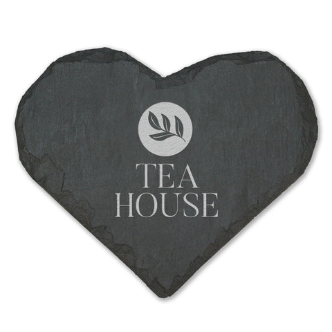 Natural Slate Heart Coaster with Black Giftbox