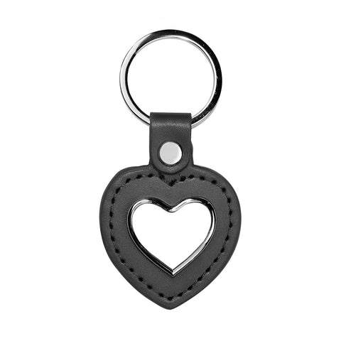 Metal & PU Keyring - Heart - Black