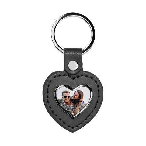 Metal & PU Keyring - Heart - Black