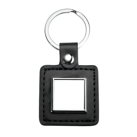 Metal & PU Keyring - Square - Black