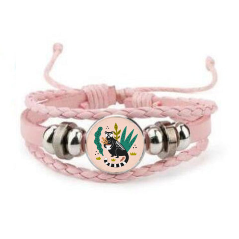 Leather Bracelet - Pink