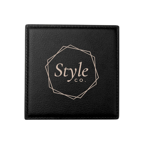 Engravable Leather Square Coaster - Black