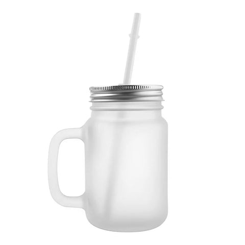 Mugs - Glass - 400ml Mason Jar - Frosted Glass