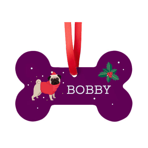 Metal Double-Sided Xmas Ornament - DOG BONE