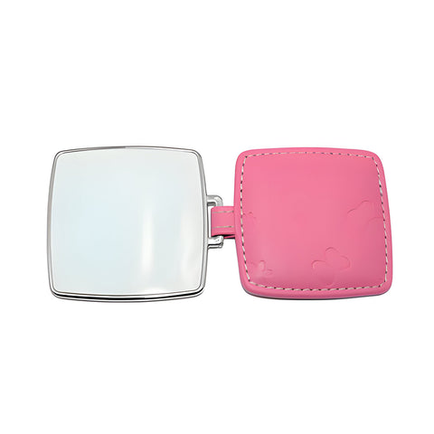 PU Curved Square Compact Mirror - Pink