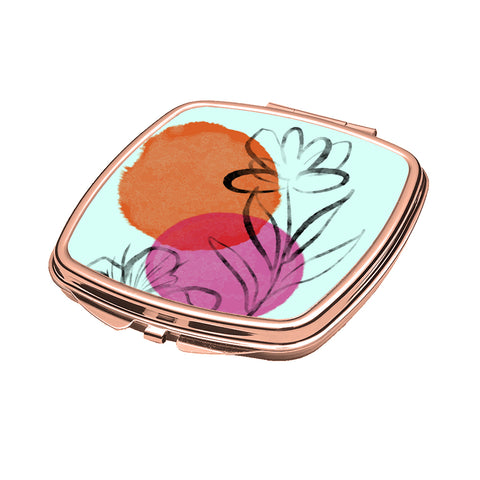 Curved Square Compact Mirror - Rose Gold