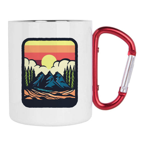 300ml White Stainless Steel Mug with Red Handle