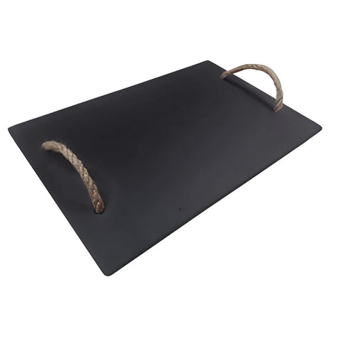 Black Slate - Engravable - Serving Tray with Rope Handles in Gift Box