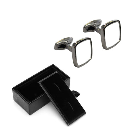 Premium Curved Square Cufflinks - Chrome