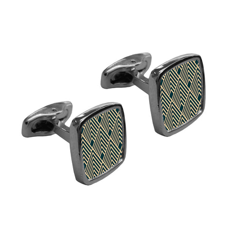 Premium Curved Square Cufflinks - Chrome