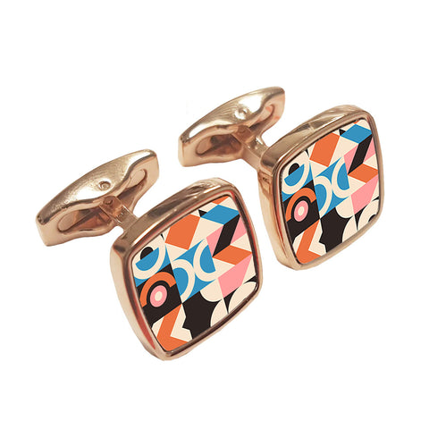 Premium Curved Square Cufflinks - Rose Gold