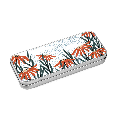 Stationery and Pencil Tin - Silver