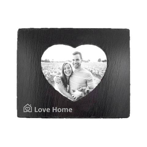 Black Slate - Engravable - Picture Frame with Inner Heart