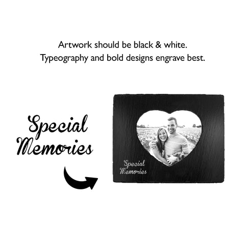 Black Slate - Engravable - Picture Frame with Inner Heart