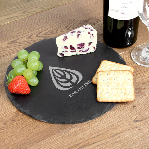 Black Slate - Engravable - Round Serving Board