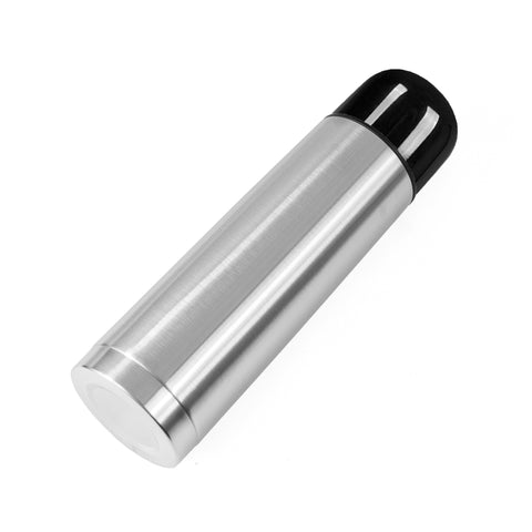 350ml Silver Thermal Flask - Black Lid