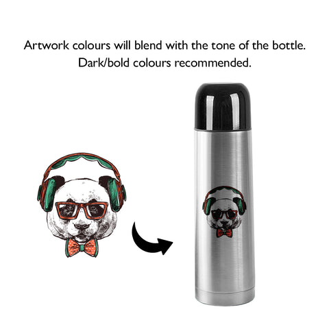 350ml Silver Thermal Flask - Black Lid