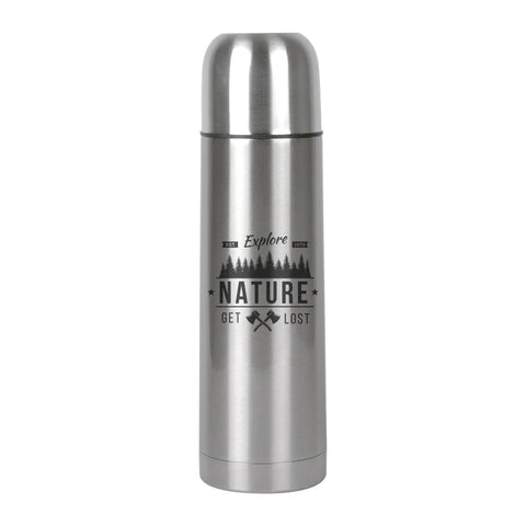 350ml Silver Thermal Flask - Silver Lid