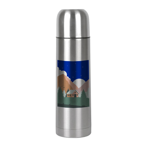 500ml Silver Thermal Flask - Silver Lid