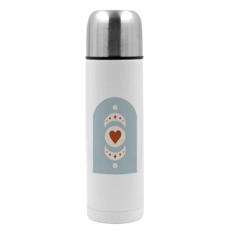 750ml White Thermal Flask - Silver Lid