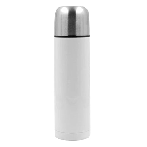 500ml White Thermal Flask - Silver Lid