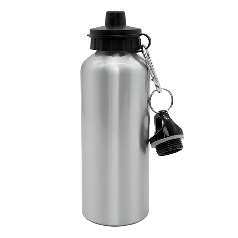 600ml Silver Aluminium Water Bottle with 2 Lids