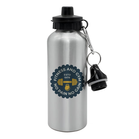 600ml Silver Aluminium Water Bottle with 2 Lids