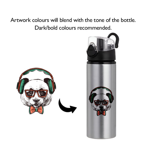 750ml Silver Aluminium Water Bottle with Black Flip Lid