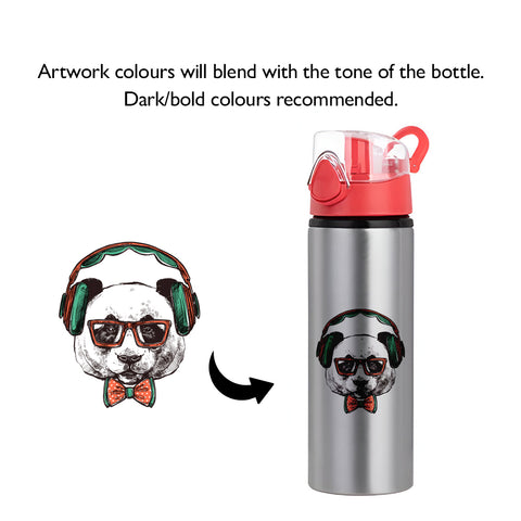 750ml Silver Aluminium Water Bottle with Red Flip Lid