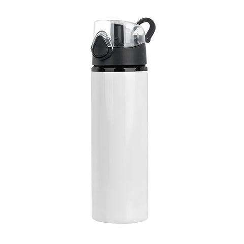 750ml White Aluminium Water Bottle with Black Flip Lid