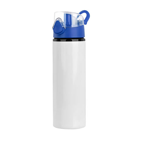 750ml White Aluminium Water Bottle with Blue Flip Lid