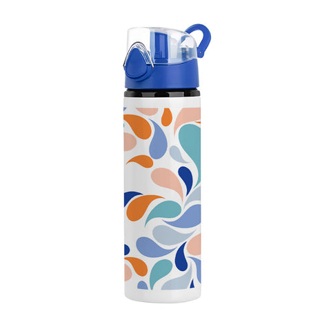 750ml White Aluminium Water Bottle with Blue Flip Lid